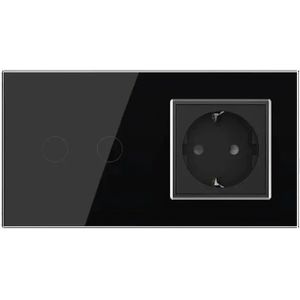 Schakelaar | Wandcontactdoos | Livolo | Zwart | 2+SR | Aan/Uit