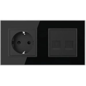 Livolo | Zwart | SR+SR | Wandcontactdoos | Telefoon | Telefoon -