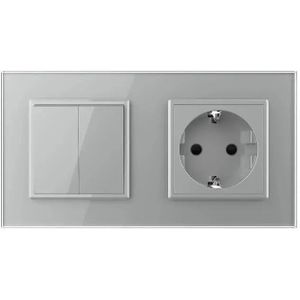 Wipschakelaar | Dubbel | Wandcontactdoos | Grijs | Aan/Uit | Livolo