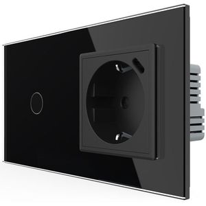 Livolo | Zwart | 1+SR | Aan/Uit | Schakelaar met wandcontactdoos + USB-C Oplader