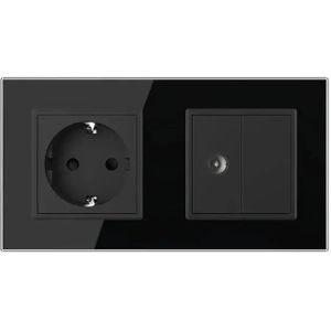 Livolo | Zwart | SR+SR | Wandcontactdoos | TV aansluiting | Blindplaat
