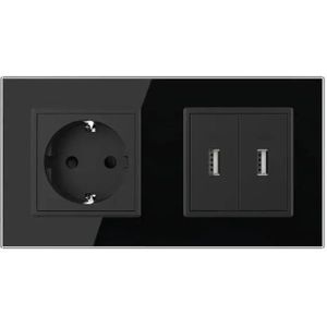 Livolo | Zwart | SR+SR | Wandcontactdoos | USB + USB oplader - Bekijk
