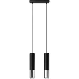 Hanglamp | 2 | Zwart met zilveren buitenzijde | Luxe LED | Dimbaar