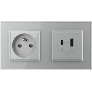 Livolo | Grijs | SR+SR | Wandcontactdoos | USB + USB type C oplader |