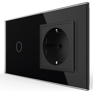 Livolo | Zwart | 1+SR | Dimmer | Schakelaar met wandcontactdoos