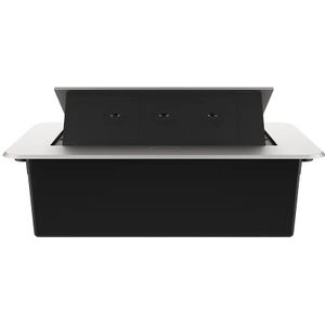 Stekkerdoos | Pop-Up | Zilver | 3-Voudige USB-C Oplader | Push Inbouw