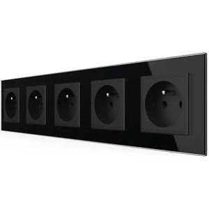 Livolo - 5-voudige Franse Wandcontactdoos - Zwart - Stopcontact