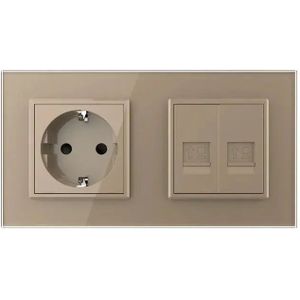 Livolo | Goud | SR+SR | Wandcontactdoos | Netwerk | Netwerk - Bekijk