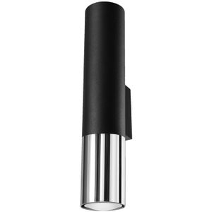 Wandlamp | Zwart met zilveren buitenzijde | Onder en boven | Luxe LED | Dimbaar