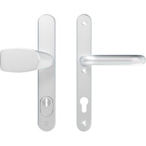Veiligheidsbeslag Oval Plus smal Wing-knop+krukU PC92 anti-kerntrek/omkeerbaar/252x38x15/alu. F1/SKG3 PC92