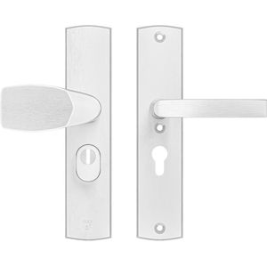 Veiligheidsbeslag Curve Plus Wing-knop+kruk Blok PC55 anti-kerntrek/omkeerbaar/242x52x13/alu. gesl. F1/SKG3 PC55