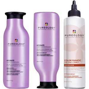 Pureology Hydrate Shampoo, Conditioner and Top Coat & Tone Routine for Neutralising and Hydrating Copper Hair