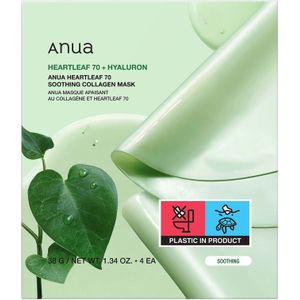 Anua - Heartleaf 70 - Kalmerend Collageenmasker - 4 Stuks