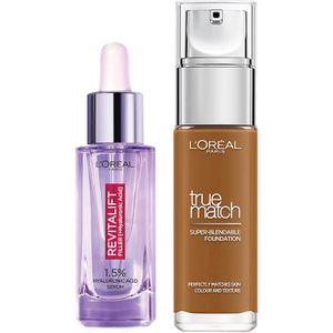 L’Oreal Paris Hyaluronic Acid Filler Serum and True Match Hyaluronic Acid Foundation Duo (Various Shades) - 5N Sand