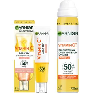 Garnier Vitamin C Brightening SPF50 Mist & Glow Fluid Sun Protection Bundle