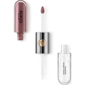 KIKO Milano Unlimited Double Touch 121 | Vloeibare lippenstift in 2 stappen, glanzende finish. Blijft tot 12 uur zitten. Gekleurde, no transfer base.