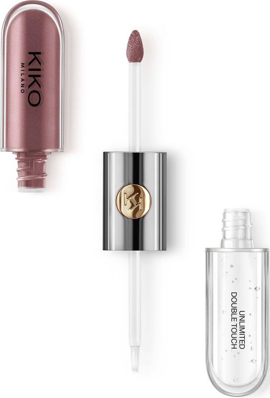KIKO Milano Unlimited Double Touch 121 | Vloeibare lippenstift in 2 stappen, glanzende finish. Blijft tot 12 uur zitten. Gekleurde, no transfer base.