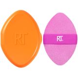 REAL TECHNIQUES Miracle 2-in-1 poederdonsje + reiskoffer, dubbelzijdige make-up blending puff, elastische band, precisie-make-upspons en poederdons, voor vloeistof, crème en poeder, reiskoffer, 2