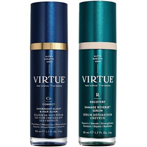 VIRTUE Damage Reverse Serum 50ml & Overnight Scalp & Hair Elixir 50ml Duo