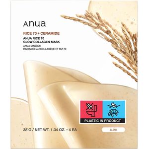 Anua - Rice 70 Glow - Collageen Mask - 4 stuks