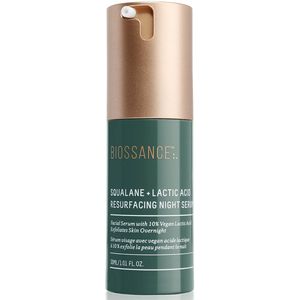 Biossance Squalane + Melkzuur Resurfacing Night Serum Een Peeling-AHA voor een zachte en gladde huid, vermindert fijne lijntjes en maakt de teint lichter (28 g)