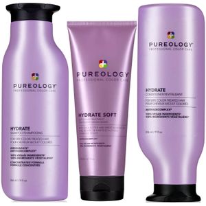 Pureology Hydrate Shampoo, Conditioner and Soft Mask, Moisturising Bundle for Dry Hair, Sulphate Free for a Gentle Cleanse