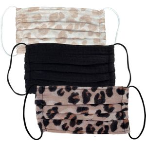 Kitsch Cotton Face Mask 3 Piece Set (Various Colours) - Leopard