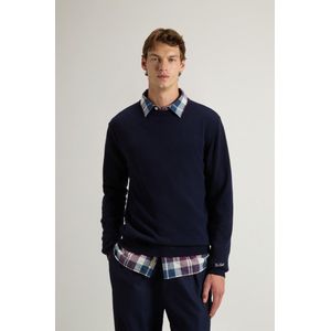 Woolrich heren Trui met ronde hals van zuivere lamswol Blauw Grootte 3XL
