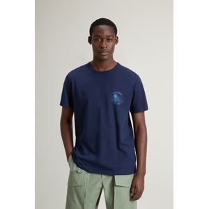 Woolrich Heren T-shirt van puur katoen Blauw Grootte XL