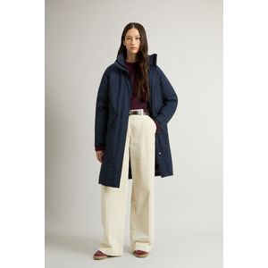 Woolrich dames Lange Cloud-jack met opvouwbare capuchon Blauw Grootte L