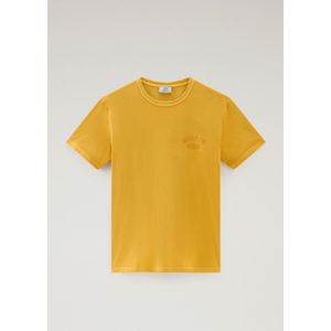 Woolrich Heren Achteraf geverfde T-shirt van puur katoen Geel Grootte M