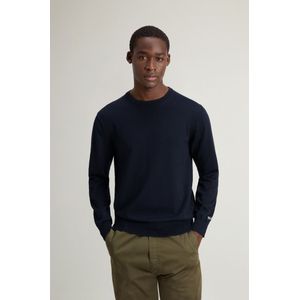 Woolrich heren Trui met ronde hals van puur katoen met geborduurd logo Blauw Grootte 3XL