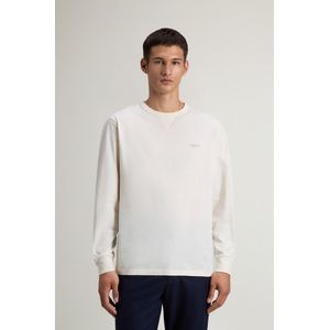 Woolrich heren T-shirt met lange mouwen van puur katoen Wit Grootte 3XL