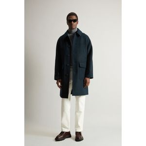 Woolrich Heren Mantel van Melton-scheerwolmix Blauw Grootte L