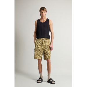 Woolrich Heren Achteraf geverfde korte broek van linnenmix met Shadowbark-patroon Beige Grootte XXL