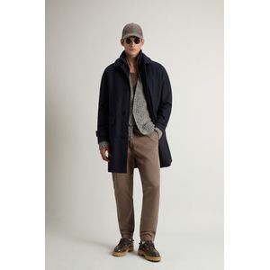 Woolrich heren Mantel van puur Italiaans wol, vervaardigd met gebruik van een Loro Piana-stof Blauw Grootte 3XL