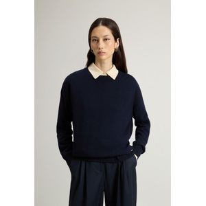 Woolrich dames Trui met ronde hals van een mix van scheerwol en kasjmier Blauw Grootte L