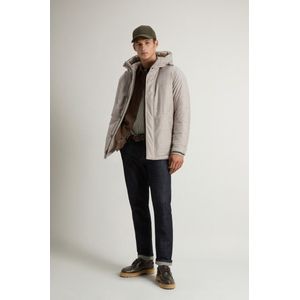 Woolrich heren Korte parka van wol- en zijdenmix, vervaardigd met gebruik van een Loro Piana-stof Grey Grootte XS