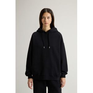 Woolrich dames Zuivere katoenen hoodie met geborduurd logo Zwart Grootte L