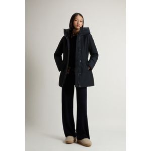 Woolrich dames Boulder Parka van Ramar Cloth met capuchon en afneembare rand van imitatiebont Blauw Grootte L