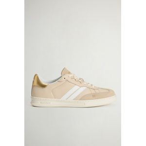 Woolrich dames Doubleu Tennis sneakers van leer met suède inzetstukken Beige Grootte 40