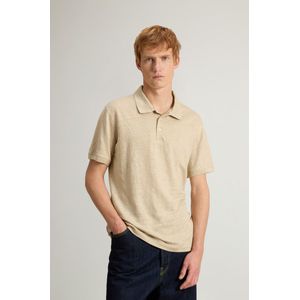 Woolrich Heren Polo van puur linnen Beige Grootte XXL