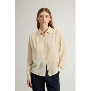 Woolrich dames Overhemd van Italiaans geruwd materiaal Wit Grootte S