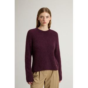 Woolrich dames Trui met ronde hals van alpaca- en achteraf geverfde wolmix Bordeauxrood Grootte L