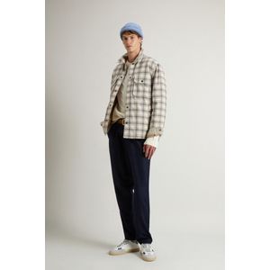 Woolrich heren Alaskan Check-overhemdjack van gerecyclede Italiaanse wolmix Beige Grootte 3XL