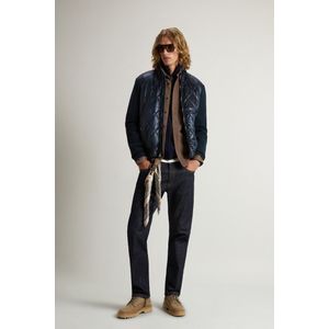 Woolrich Heren Gewatteerde hybride jas van garengeverfd nylon Blauw Grootte XXL