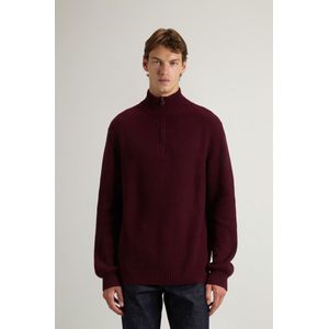 Woolrich heren Coltrui met halve rits van wol- en kasjmiermix Bordeauxrood Grootte S