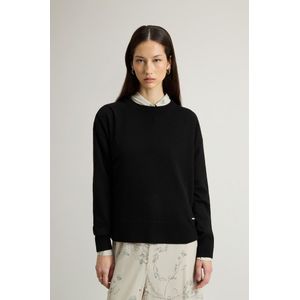 Woolrich dames Trui met ronde hals van een mix van scheerwol en kasjmier Zwart Grootte L