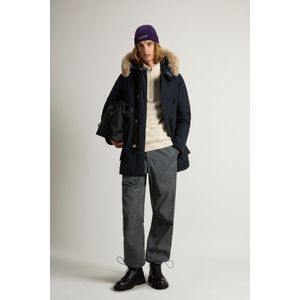 Woolrich heren Arctic Parka van Ramar Cloth-stof met afneembare bontrand Blauw Grootte 3XL