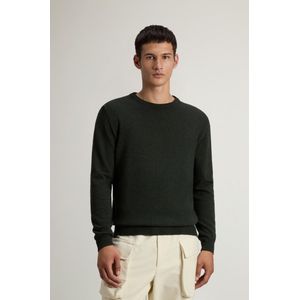 Woolrich heren Trui met ronde hals van zuivere lamswol Groen Grootte L